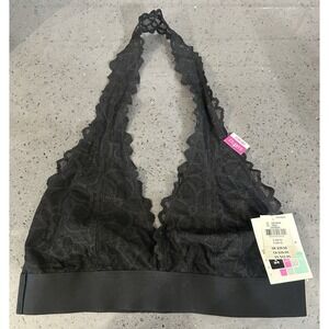 Victoria's Secret Women's Bra Bralette Black Lace Halter Sheer Small‎ S